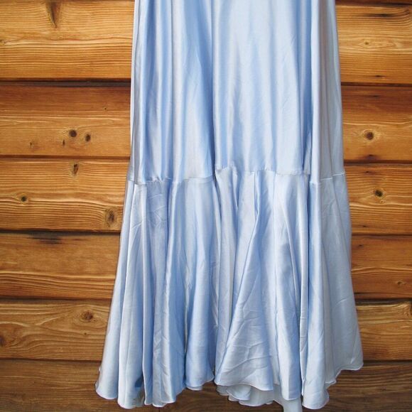 NWT Mac Duggal FLOUNCE SLEEVE SATIN GOWN Missing Belt - Picture 10 of 15